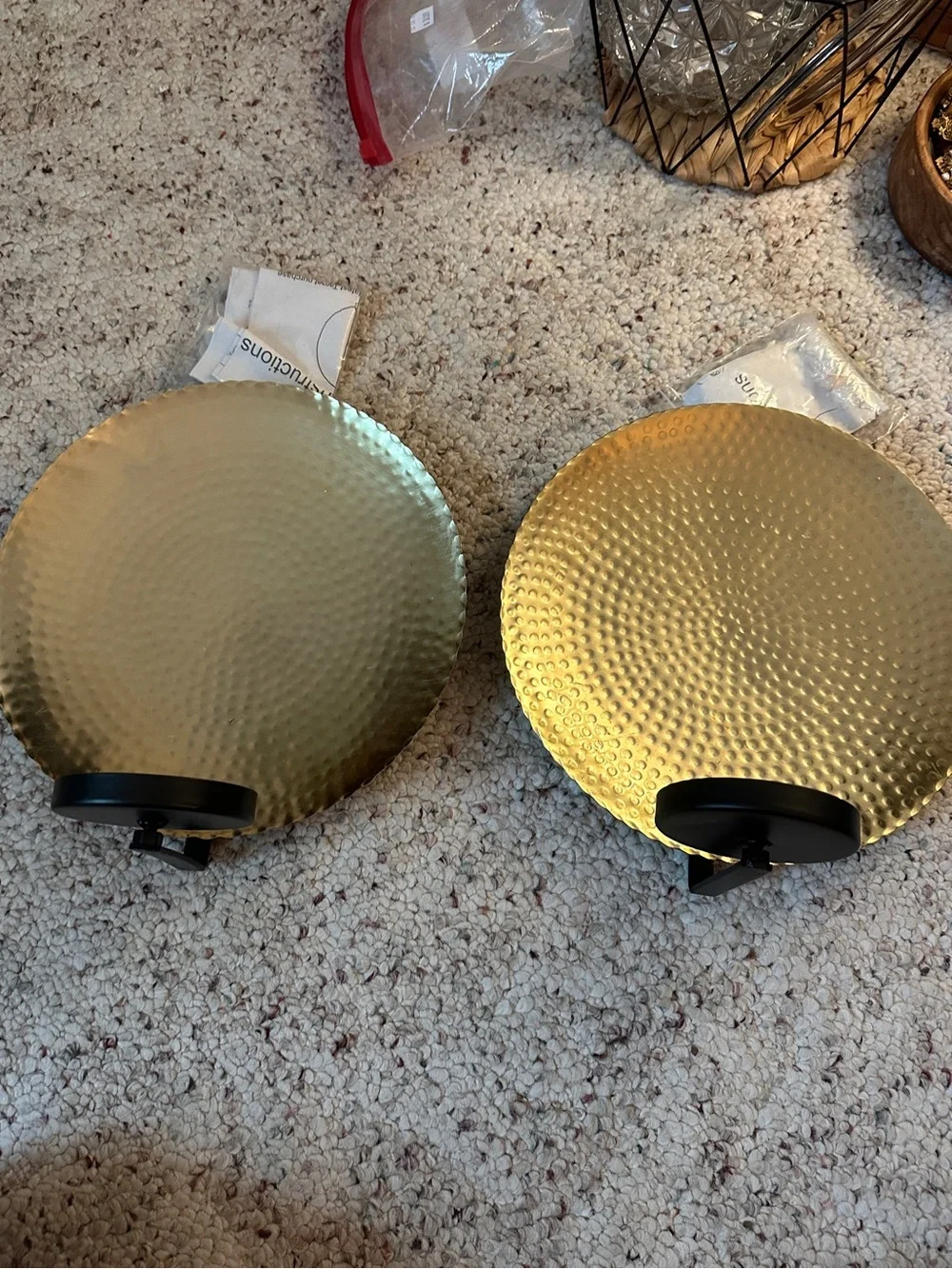 Target Gold Hammered Metal Wall Sconces with Black Accents